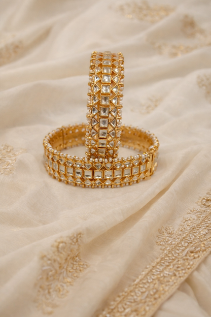 Gold Plated Kundan Polki Bangles