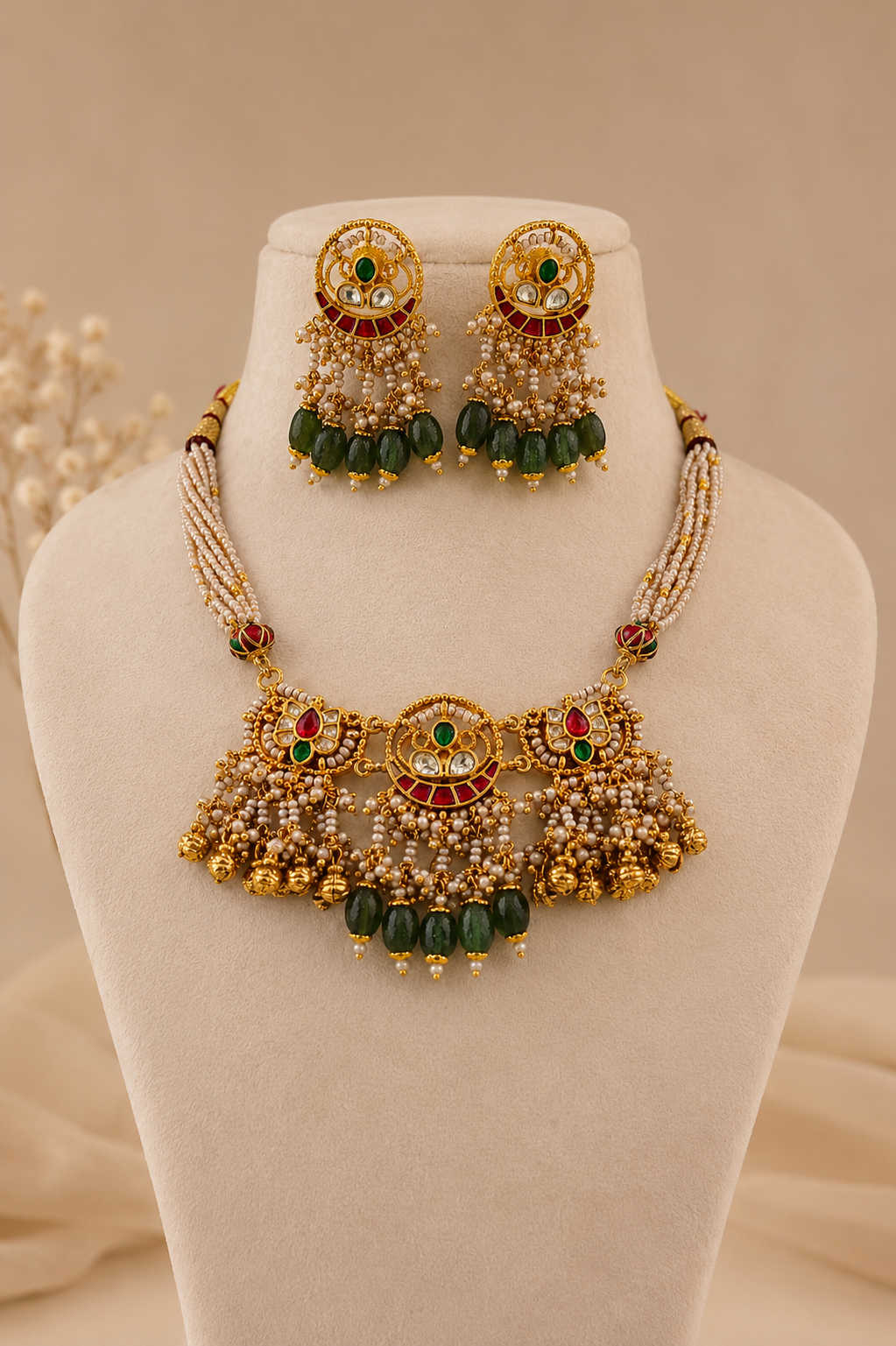 Jadau Choker Necklace Set-G454400