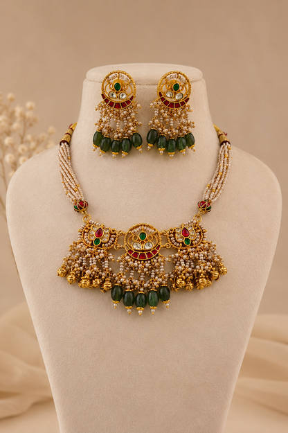 Jadau Choker Necklace Set-G454400