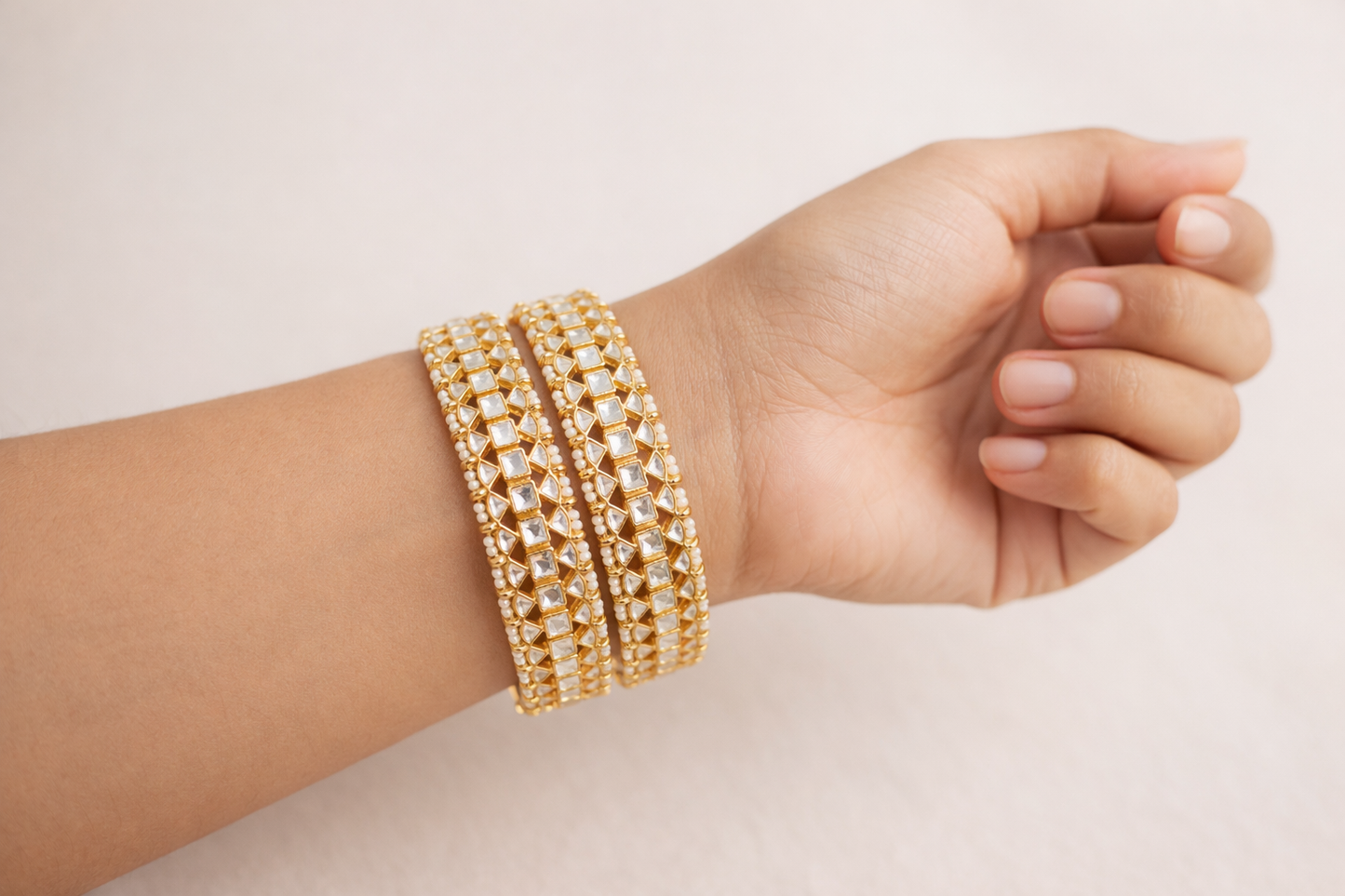 Gold Plated Kundan Polki Bangles
