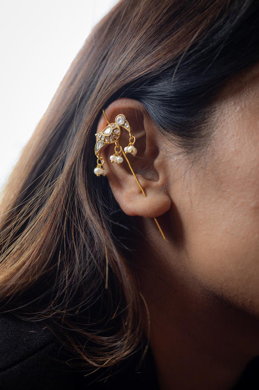 Jaduu kundan Needle Ear Cuffs-G351100