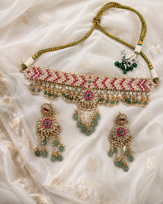 Handcrafted Jadau Kundan & Polki Choker Set-G117000