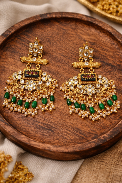 Peacock Heritage Jadau Earrings