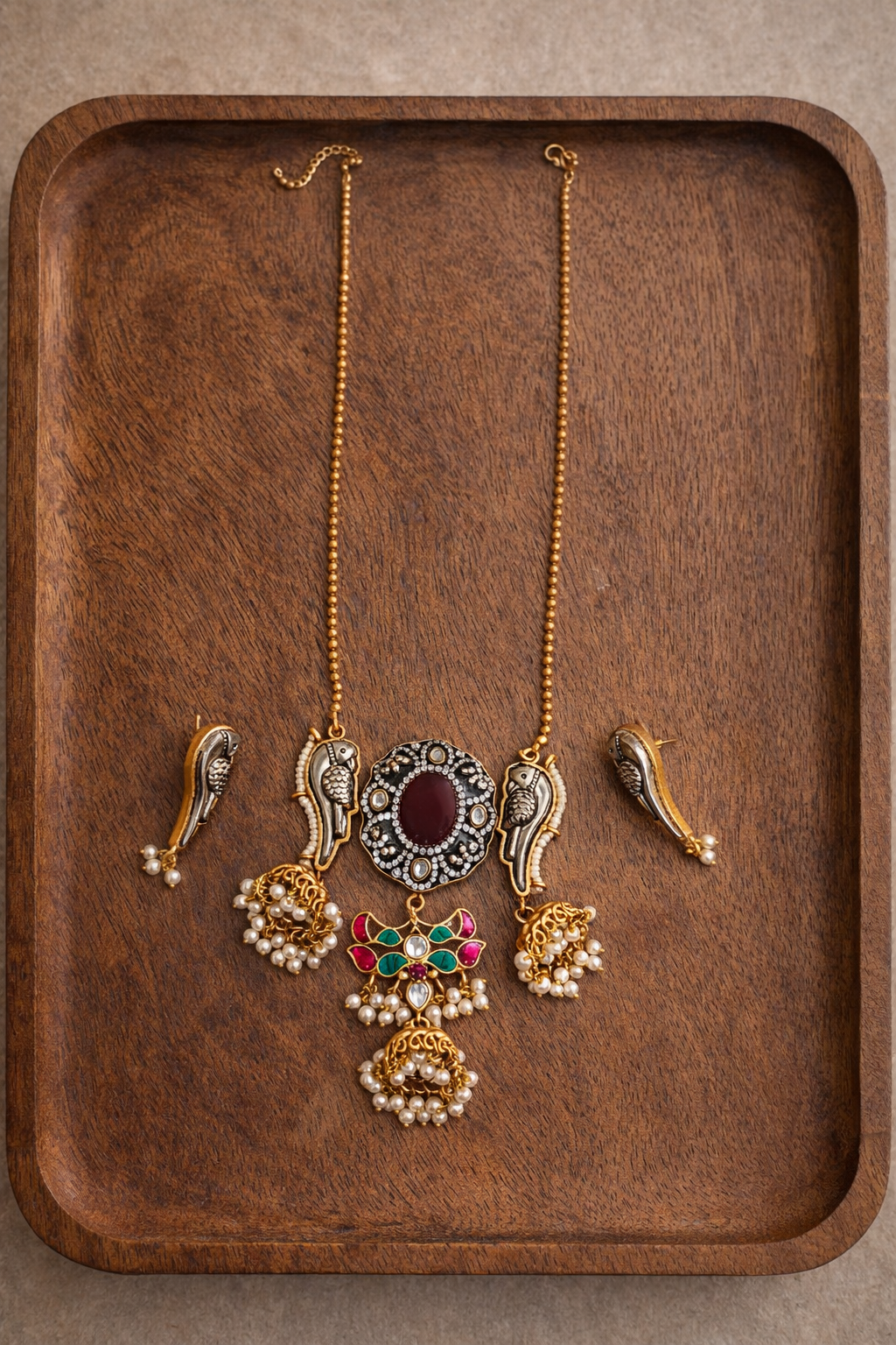 Heritage Mossonite Pendent set With Jhumka Earings