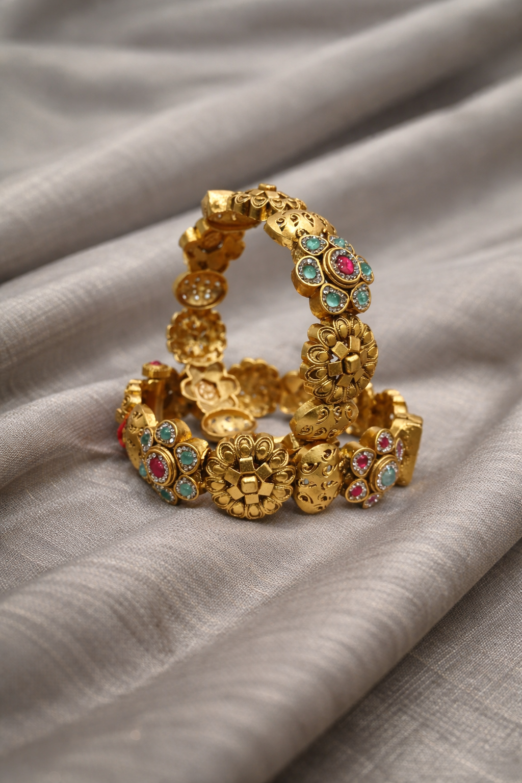 Gold Plated Heritage Bangle(Set of 2)