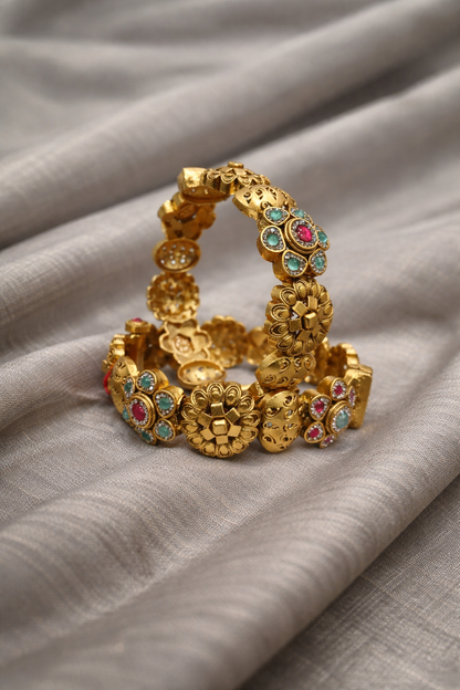 Gold Plated Heritage Bangle(Set of 2)