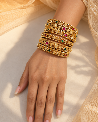 Gold plated Chandan Bangles(Set of 6)-02151