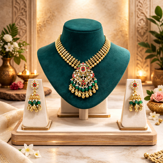 Heritage Jadau Chandan belt Kundan Necklace Set.