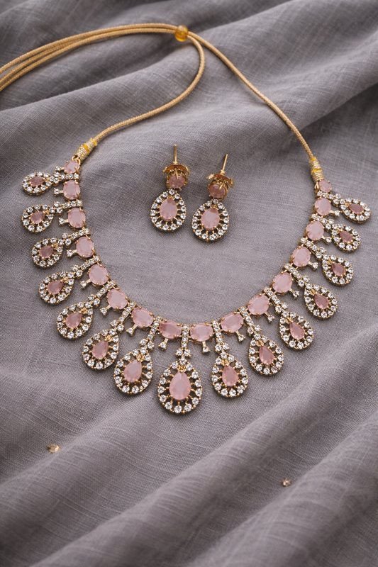 Victorian Pink chocker Necklace Set