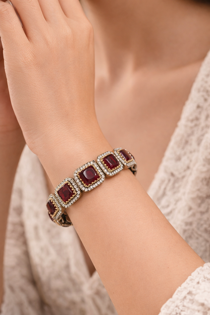 Victorian Emerald & American Diamond Kada Bracelet