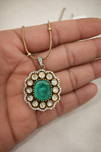 Victorian Emerald Pendant Set