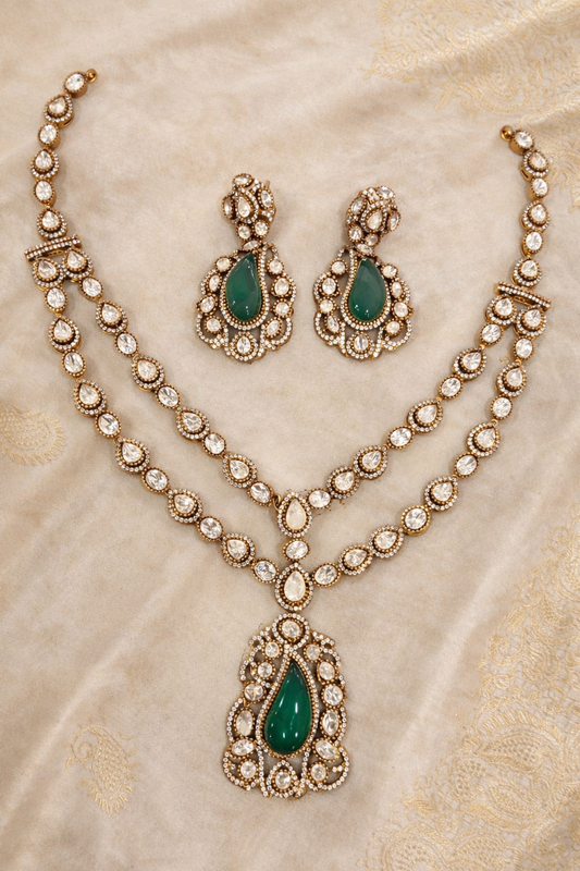 Noorika 2-Line Mossointe Necklace Set