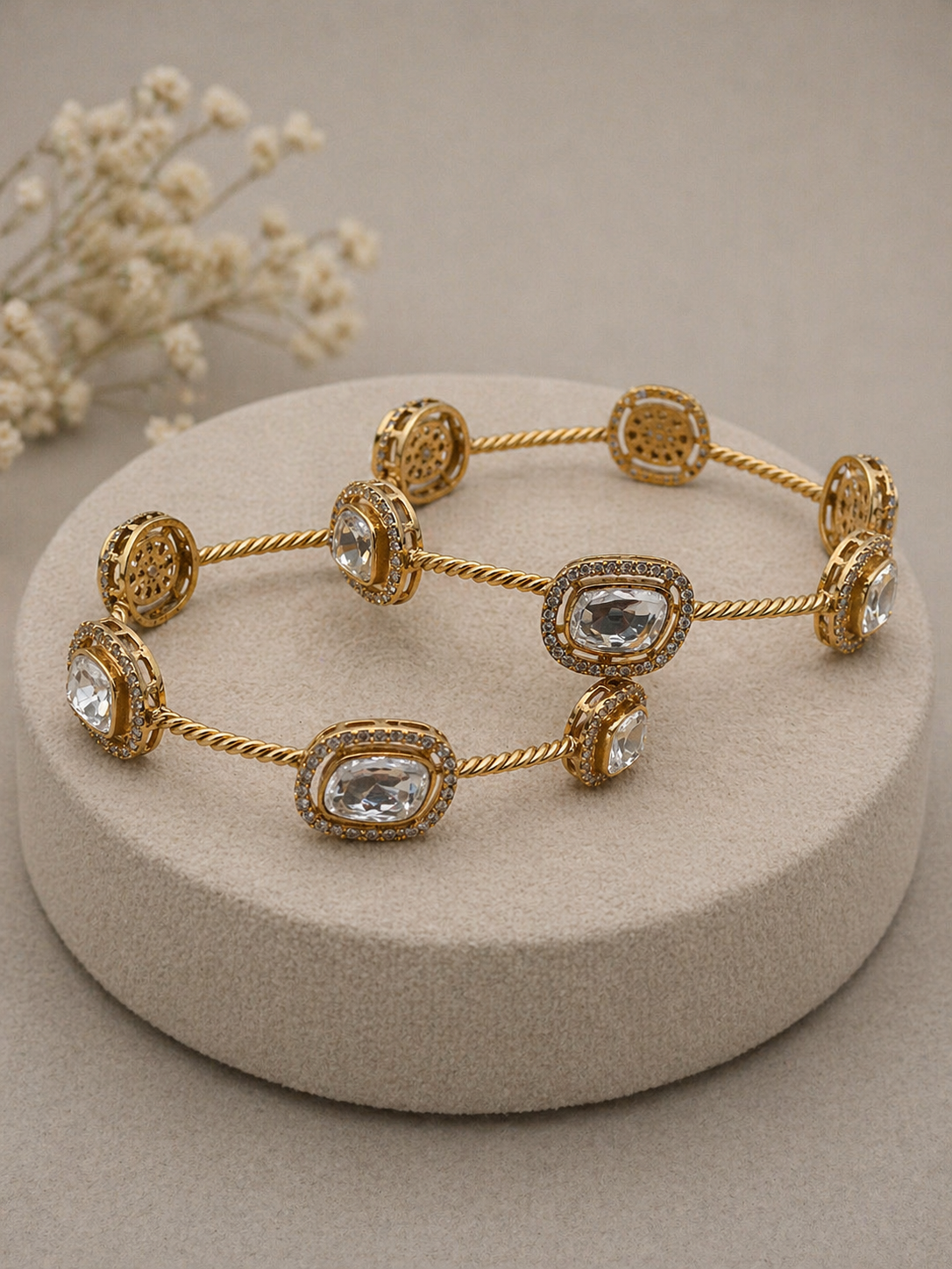 Gold-Plated Mossonite Bangles(Set of 2)-G351500