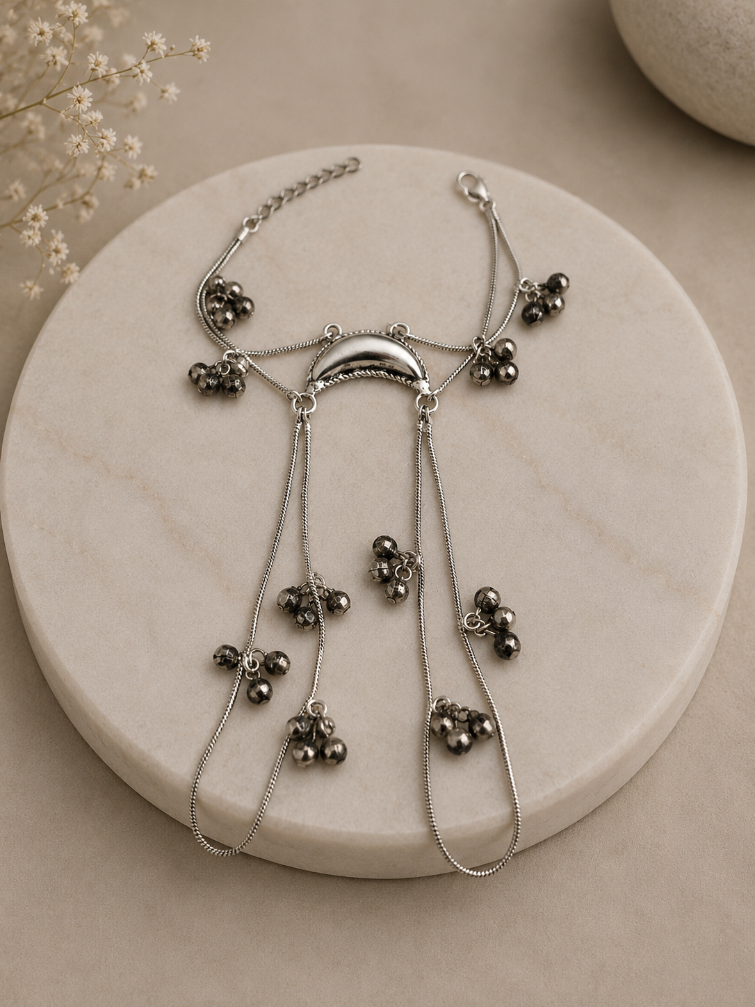 Oxidised Moon Haath Phool/Hand Harness(Pair)-G351300