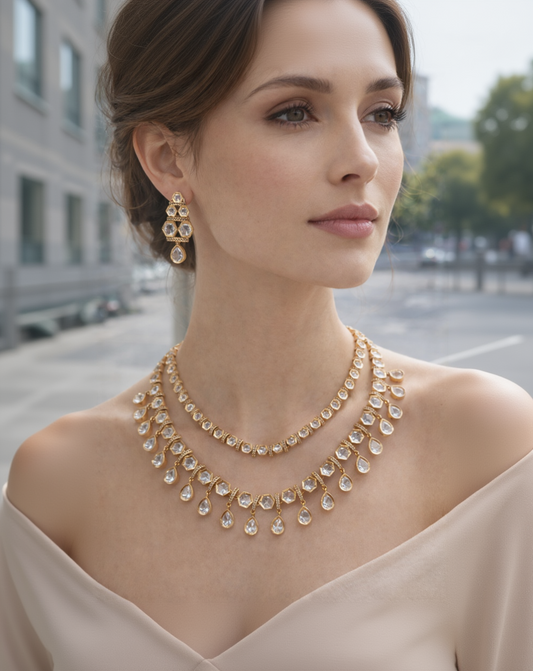 Antique Tone Mossonite Necklace Set-G353400