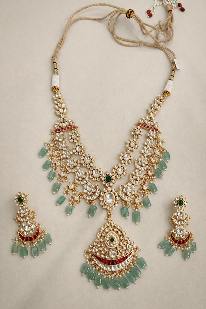 Viraasat Polki & Jade Drop Necklace Set