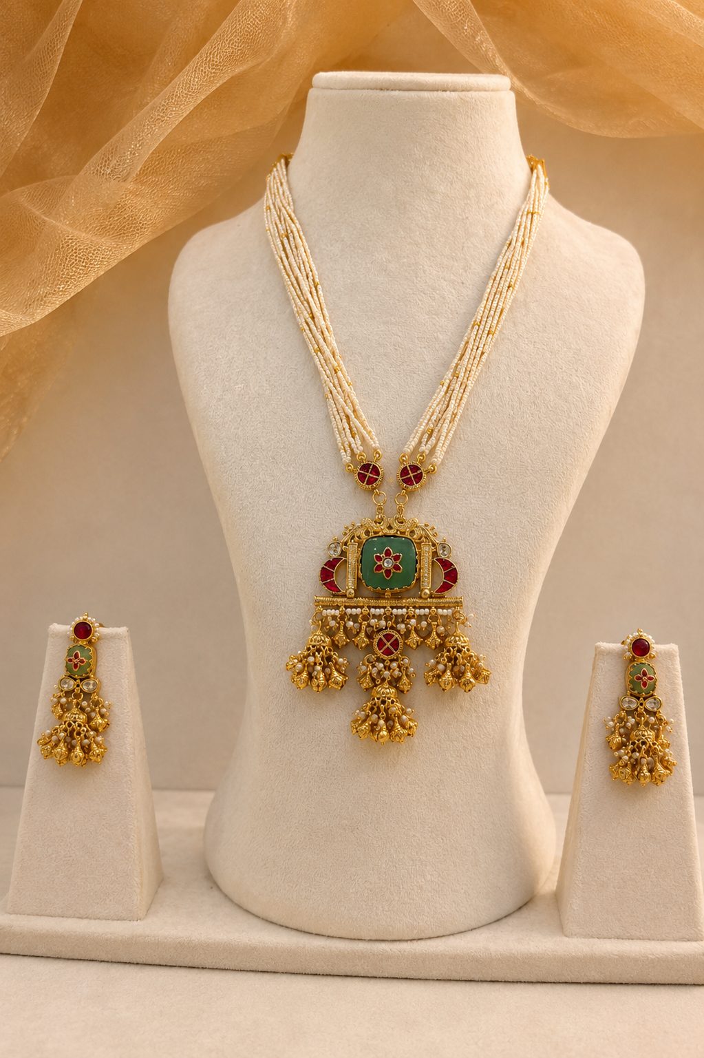 Kundan Long Necklace Set-G454800