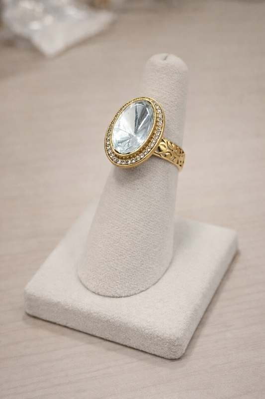 Mossainte Gold plated Polki Ring