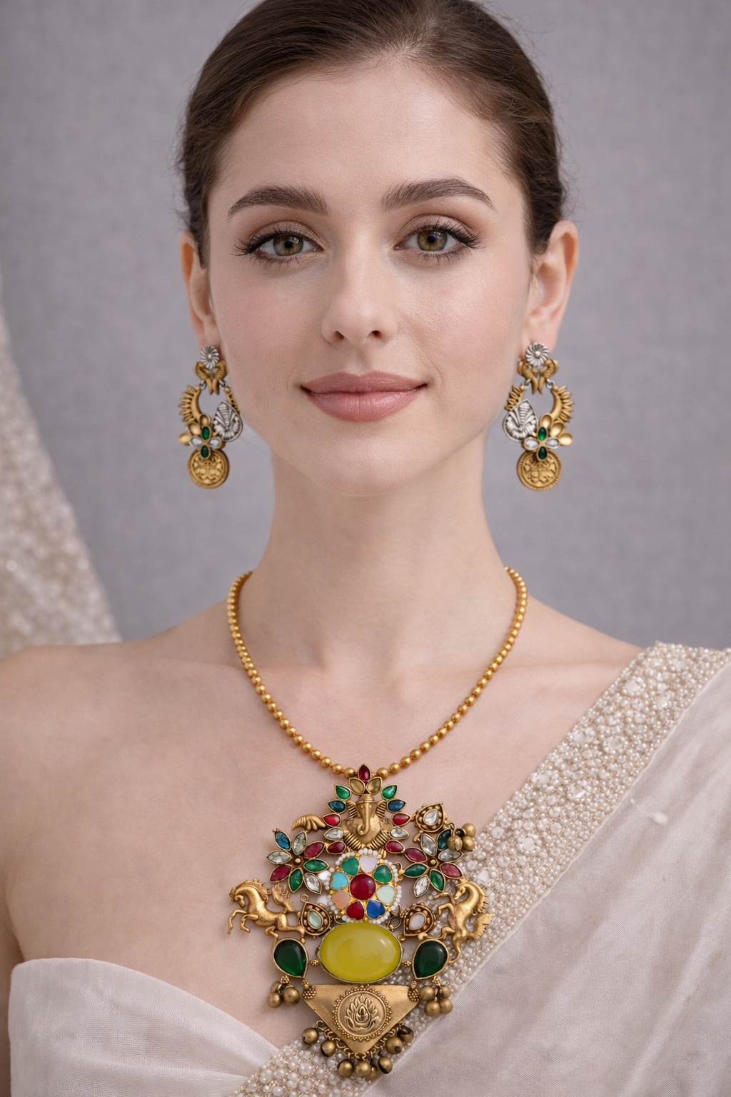 Fusion Gold-Toned Ganesha Pendant Set-G353400