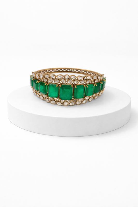 Emerald & Mossonite Bracelet Kada bangles