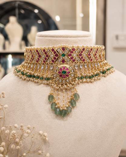 Handcrafted Jadau Kundan & Polki Choker Set-G117000