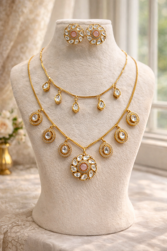 Gold-Plated Mossonite Necklace Set