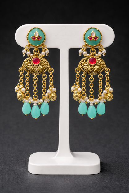 Heritage Kashmiri Firoza Stone Earrings-G353400