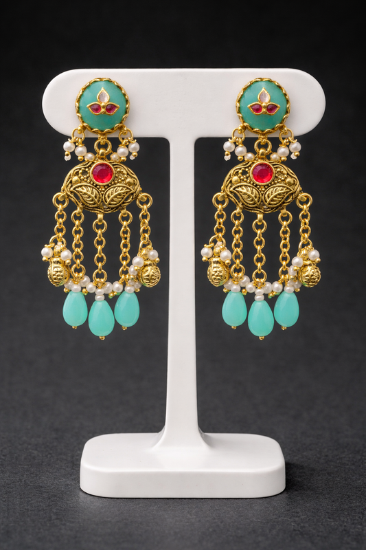 Heritage Kashmiri Firoza Stone Earrings-G353400