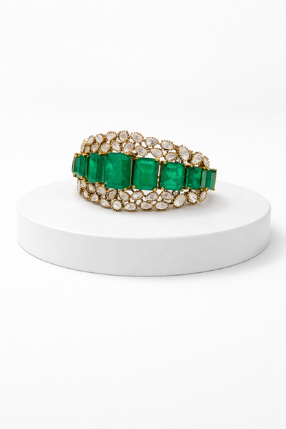 Emerald & Mossonite Bracelet Kada bangles