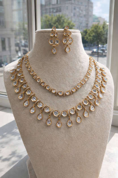 Antique Tone Mossonite Necklace Set