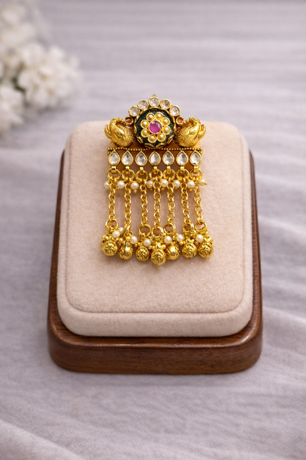 Peacock Jadau Statement Ring