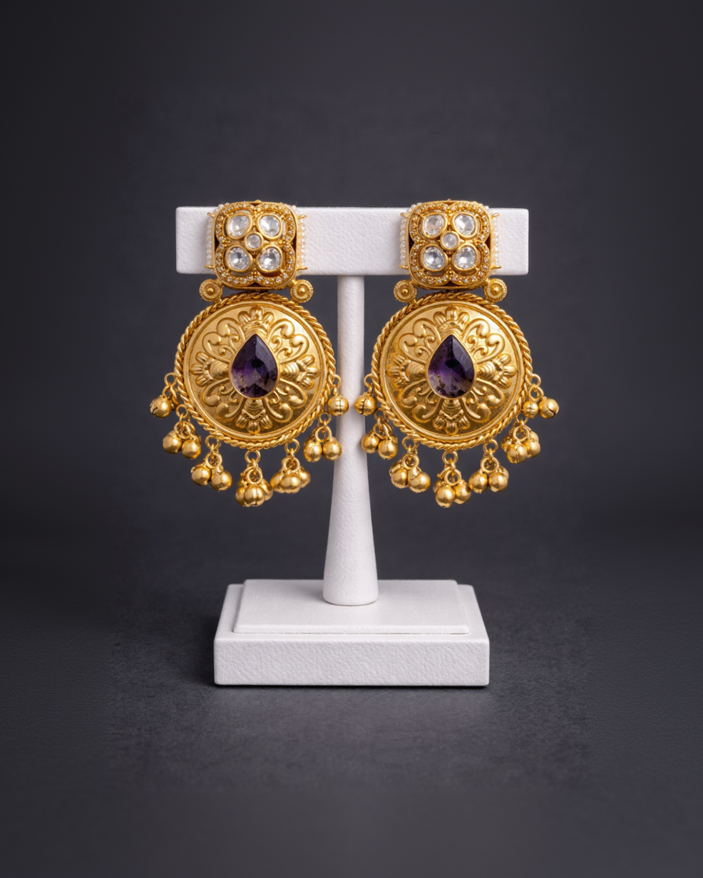 Gold-Toned Mossonite & Enamel Drop Earrings-G351100