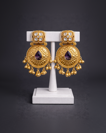Gold-Toned Mossonite & Enamel Drop Earrings-G351100