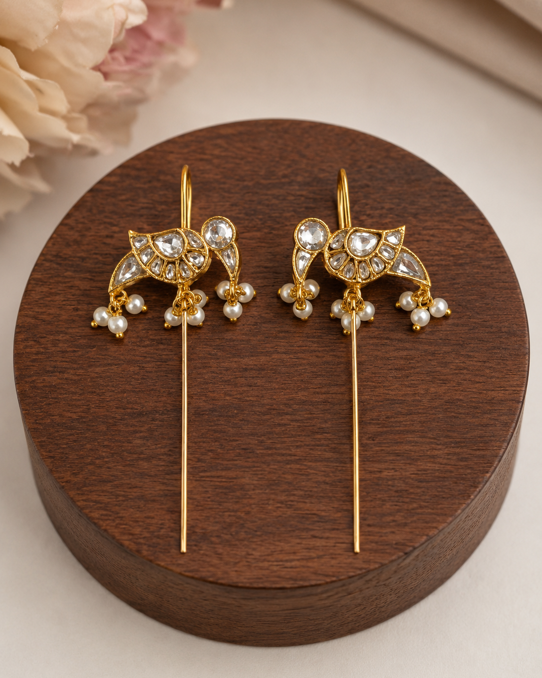 Jaduu kundan Needle Ear Cuffs-G351100