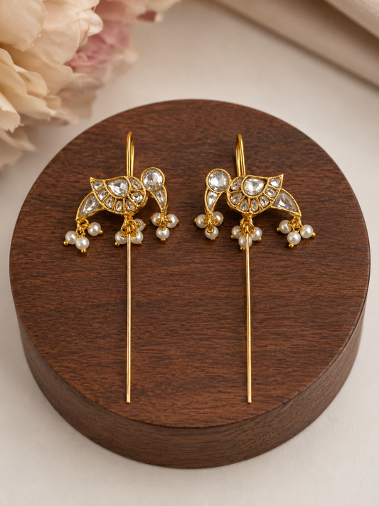 Jaduu kundan Needle Ear Cuffs-G351100