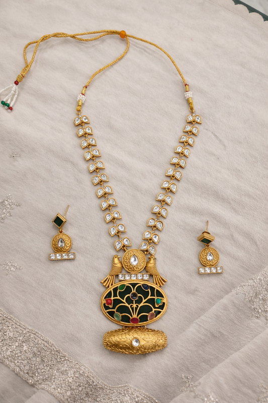Vintage-Fusion Kundan Polki Necklace Set-G351700