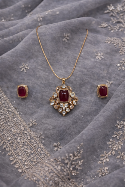 Ruby Mossonite Pendent Set