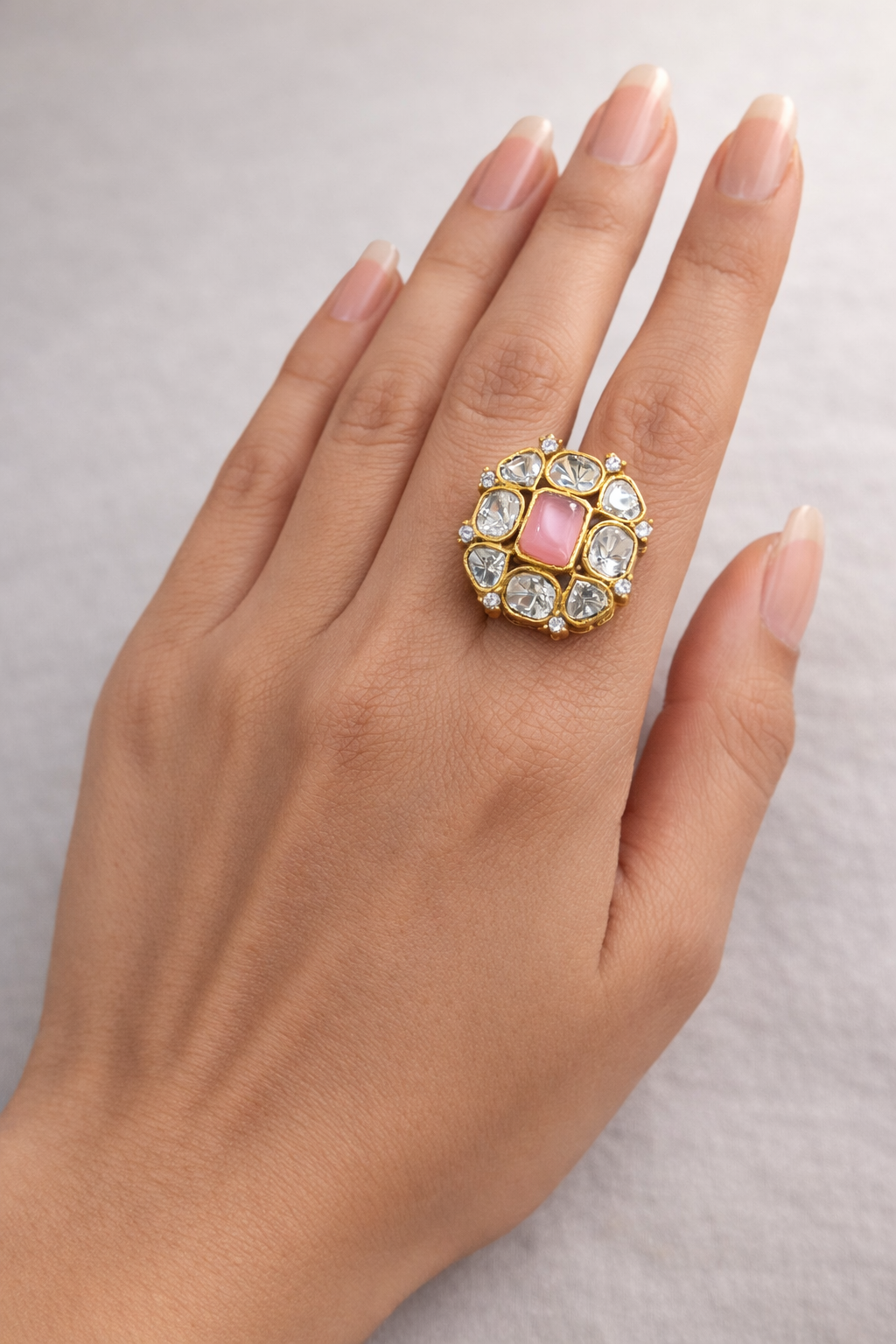 Mossainte Zircon Polki Ring