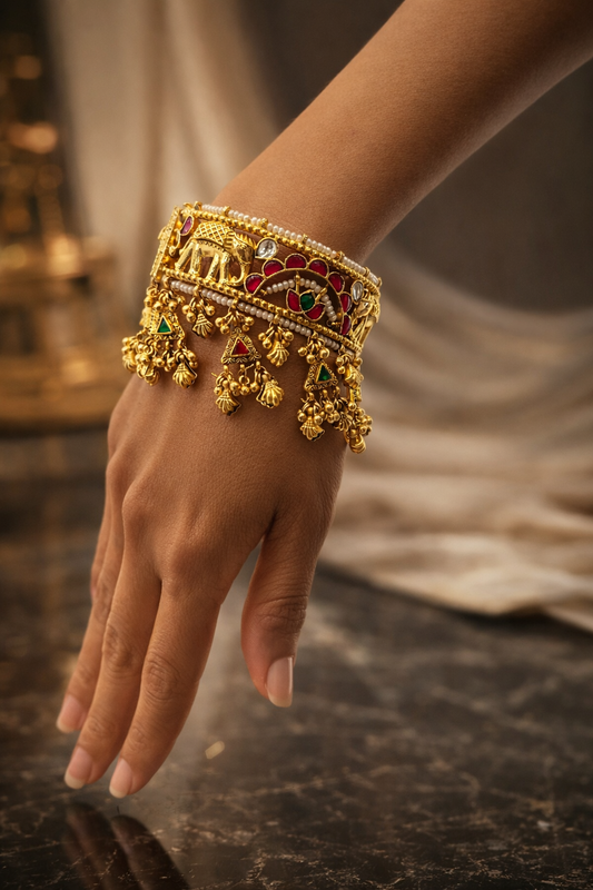 Heritage Elephant Jadau Bangle(Set of 2)-G357300