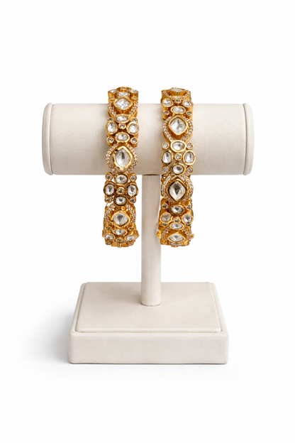 Handcrafted Gold-Plated Mossonite Bangles(Set of 2)-G354150