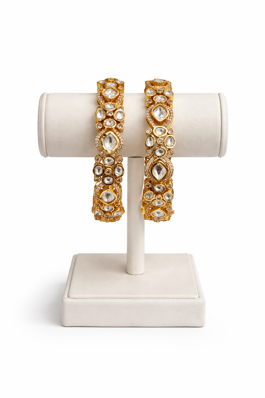 Handcrafted Gold-Plated Mossonite Bangles(Set of 2)