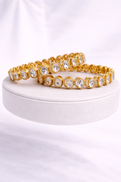 Gold Plated Mossonite Bangles(Set of 2)