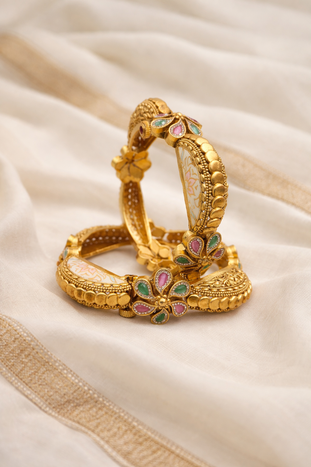 Gold-Plated Kada Bangles(Set of 2)
