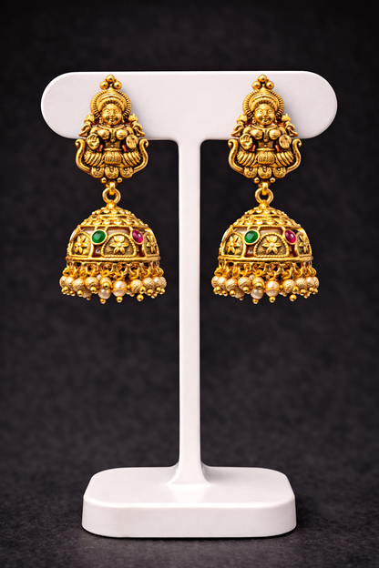 Lakshmi Temple Jhumka Earrings-G35800