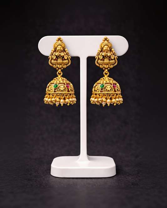 Lakshmi Temple Jhumka Earrings-G35800