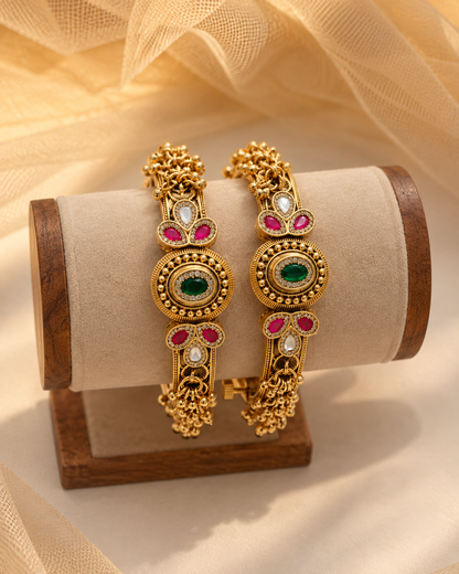 Gold plated Haritage Kada Bangles(Set of 2)-02166