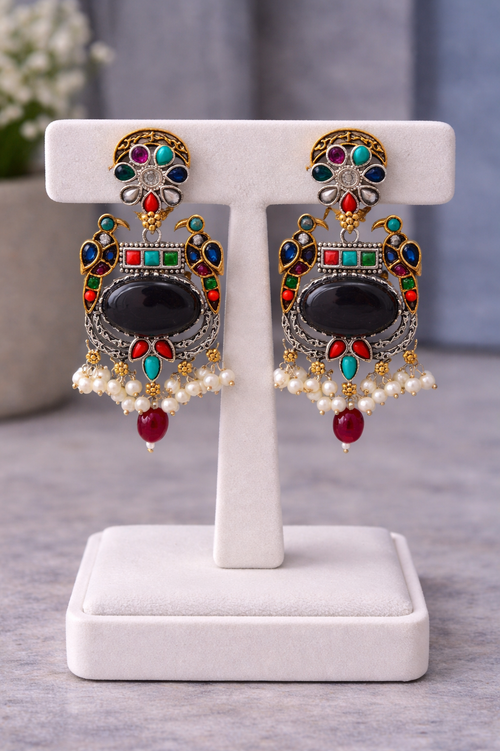 Fusion Dual-Tone Kundan & Pearl Jewellery Set-G351900