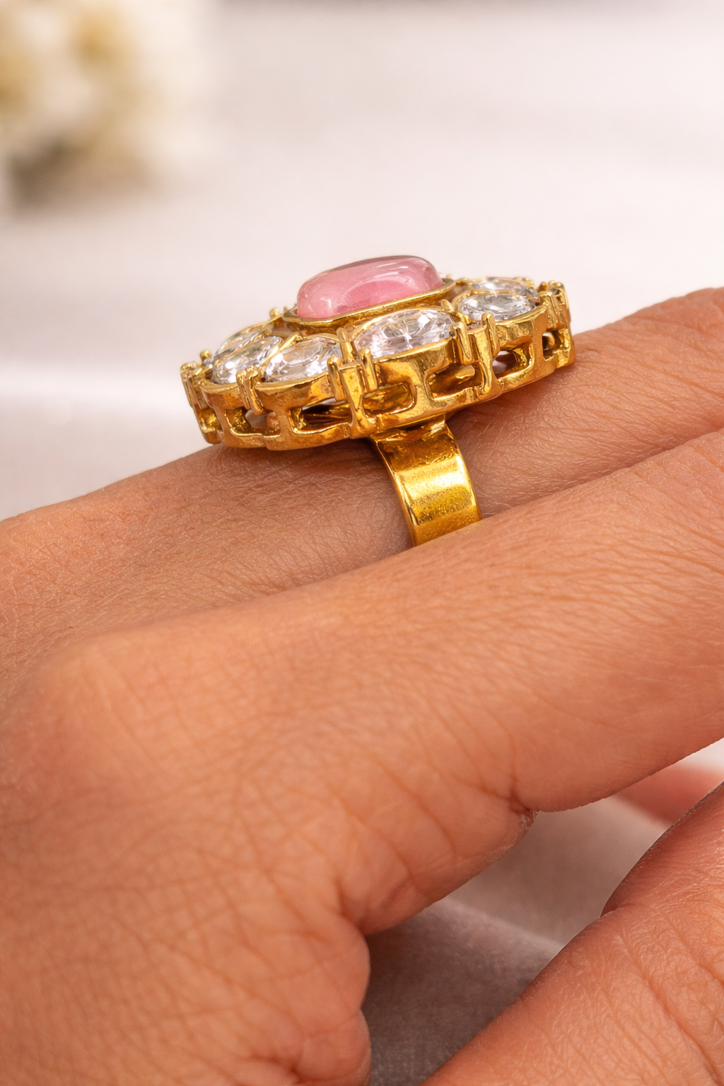 Mossainte Zircon Polki Ring