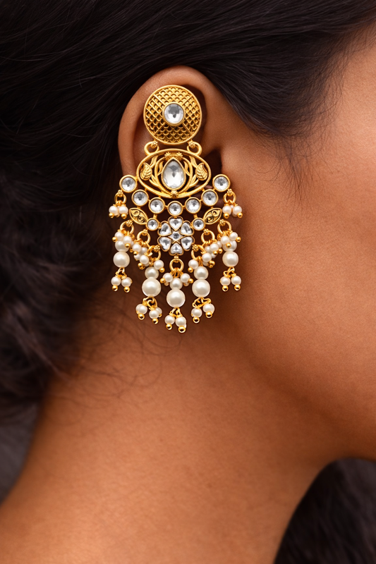 Heritage White Stone & Pearl Drop Earrings-G351800