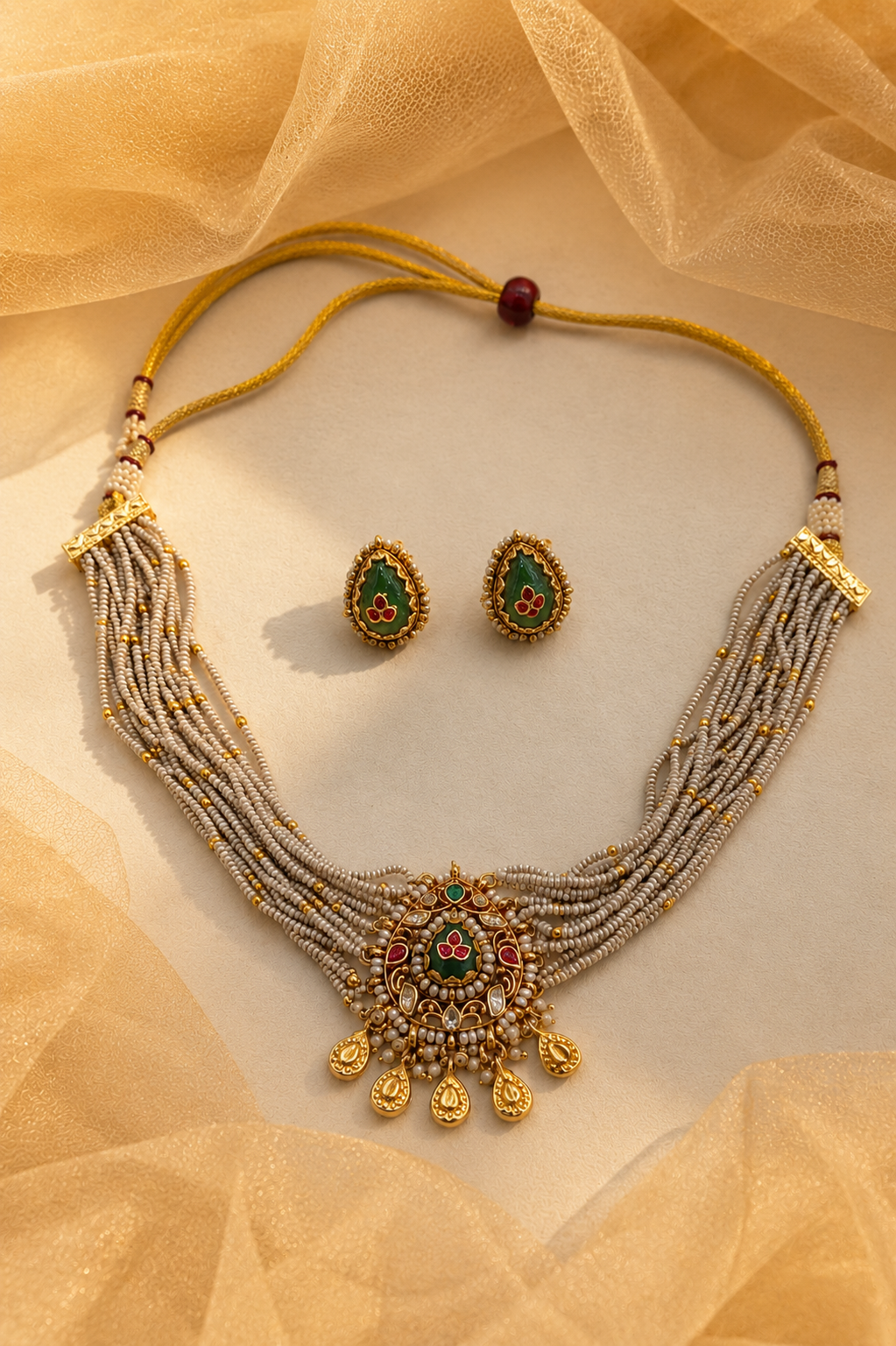 Jadau Choker Necklace Set-G453200